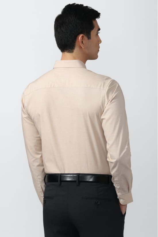 Men Beige Slim Fit Formal Full Sleeves Formal Shirt