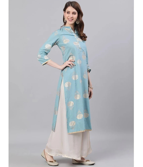 Antaran Cotton Solid Straight Womens Kurti - Blue ( Pack of 1 ) - None