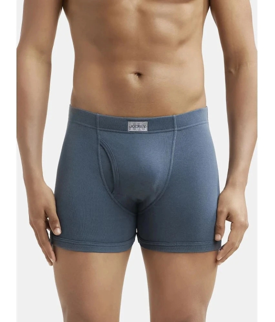 Jockey 8008 Men Super Combed Cotton Rib Solid Boxer Brief - Deep Slate - None