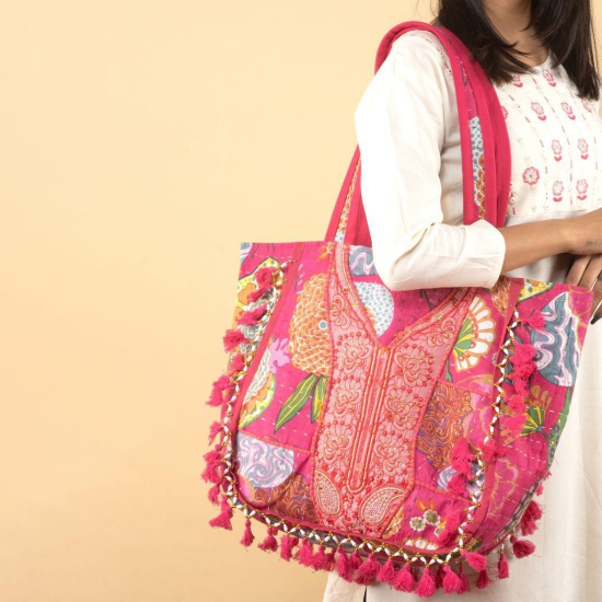 Rajasthani Embroidered Shoulder Bag, Pure Cotton Shoulder Bag With Handmade Beautiful Patchwork