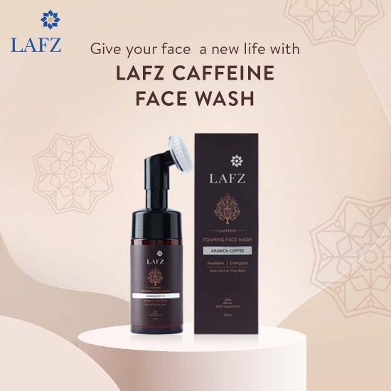 LAFZ Caffeine Foaming Face Wash For Glowing Skin | With Arabica Coffee | Built-in Brush For Exfoliation | Deeply cleanses and Unclogs Pores | Anti Pollution face wash for Men & Women - 100 ml