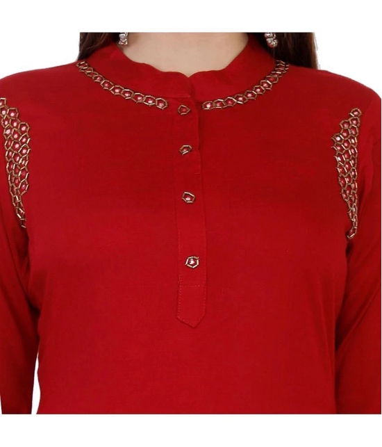 JC4U - Maroon Rayon Womens Straight Kurti ( Pack of 1 ) - None