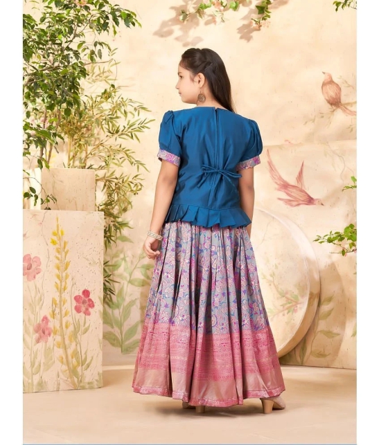 Aarika Teal Silk Girls Lehenga Skirt ( Pack of 1 ) - None