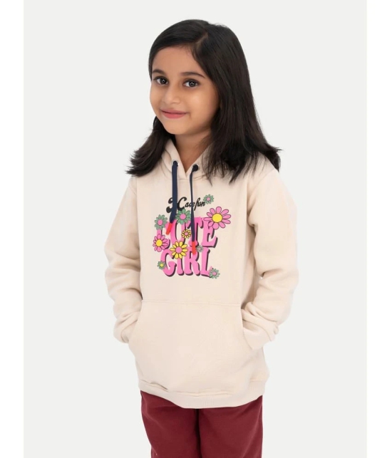 Girls Beige Printed Sweat Hoodie - None