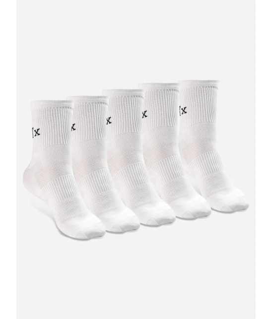 Texlon Cotton Mens Printed White Ankle Length Socks ( Pack of 5 ) - White