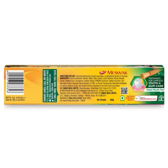 Dabur Meswak Pure Miswak Extract Toothpaste For Complete Tooth & Gum Care - 200 g