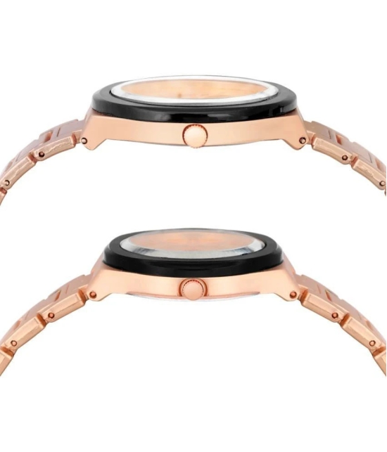 acnos Rose Gold Stainless Steel Analog Couples Watch