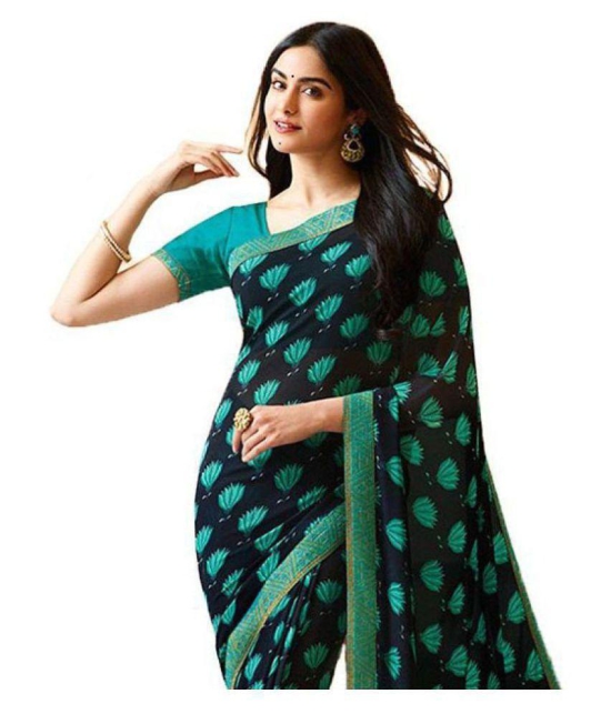 Gazal Fashions Navy Georgette Saree