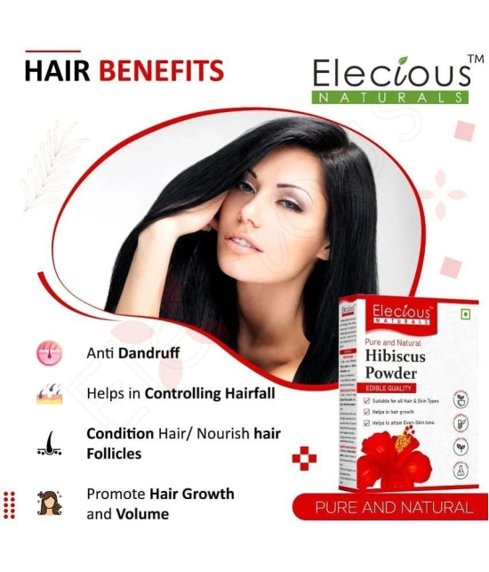 Elecious Hibiscus powder for hair growth, face and skin (200 Grams) | Suitable for Hair, Skin