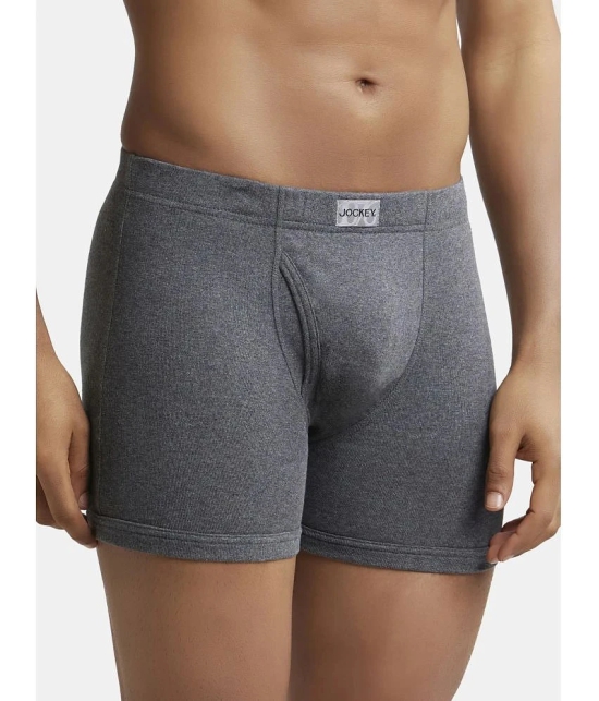 Jockey 8008 Men Super Combed Cotton Rib Solid Boxer Brief - Charcoal Melange - None