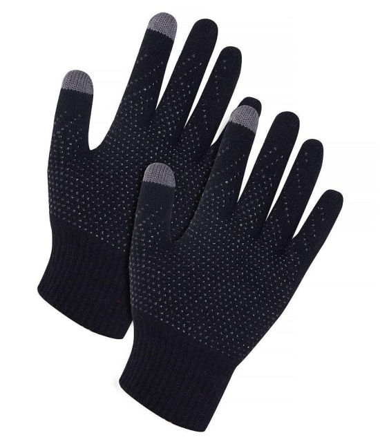 Zacharias Unisex Black Woolen Gloves For Winter - Black