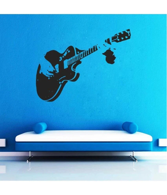 Impression Wall Guitar PVC Black Wall Sticker - Pack of 1