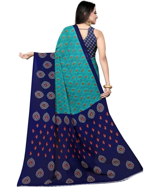 LEELAVATI - Navy Blue Georgette Saree With Blouse Piece ( Pack of 1 ) - Navy Blue