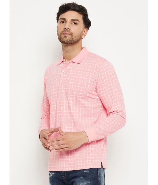 Wild West Cotton Blend Regular Fit Printed Full Sleeves Mens Polo T Shirt - Pink ( Pack of 1 ) - None