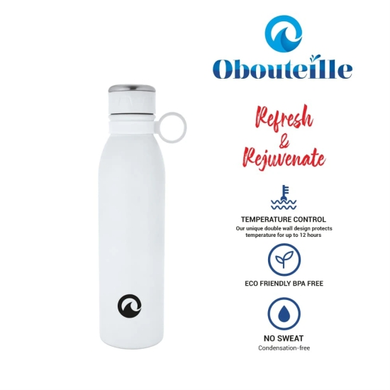 Obouteille Mio Dazzling White Stainless Steel Vacuum Insulated 750 ml Leak Proof Flask Water Bottle for School/Home/Kitchen/Office/Work/Gym/Outdoor/Exercise/Fitness/Yoga/Camping/Boys/Girls/Kids/Adult