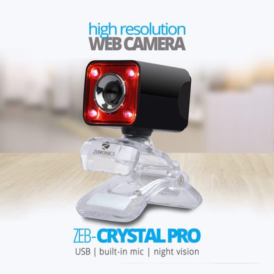 Zebronics Zeb-Crystal Pro Web Camera with USB Powered,3P Lens,Night Vision and Built-in Mic (RED)