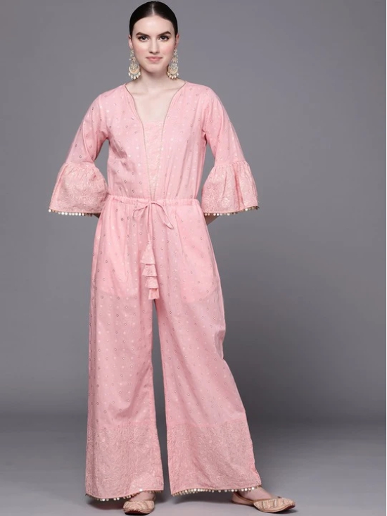 Women Pink Printed Basic Jumpsuit