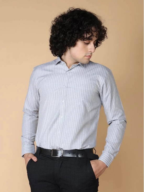 Supersquad Cotton Blend Regular Fit Full Sleeves Mens Formal Shirt - Grey ( Pack of 1 ) - None