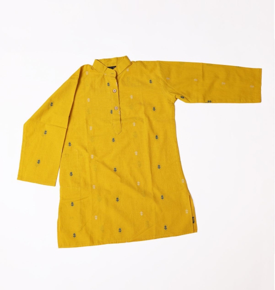 Turmeric and Grey Butti Kurta-6-8 years