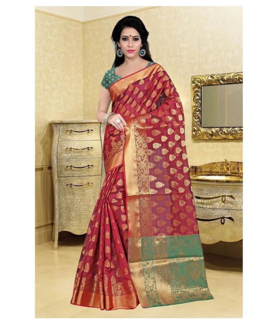 Gazal Fashions - Red Silk Saree With Blouse Piece (Pack of 1)