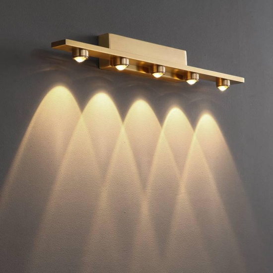 Hdc 18w 5 Led Golden Body Led Wall Light Mirror Vanity Picture Lamp - Warm White