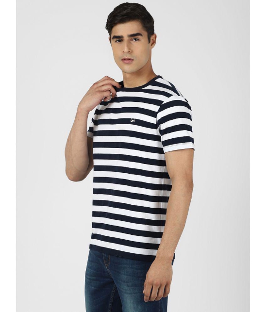 UrbanMark Men 100% Cotton Regular Fit Round Neck Half Sleeves Striped T Shirt-Navy - None