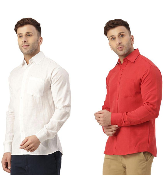 KLOSET By RIAG 100% Cotton Regular Fit Solids Full Sleeves Men's Casual Shirt - Red ( Pack of 2 ) - None