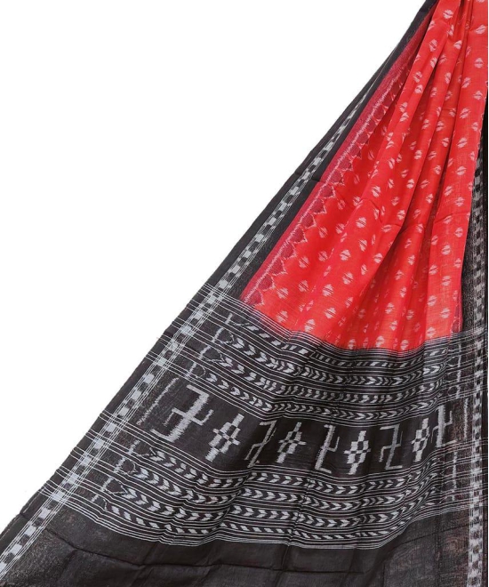 Rust Black Sambalpuri Handwoven Single Ikat Cotton Dupatta