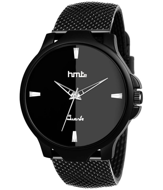 HMTe - Black Leather Analog Mens Watch