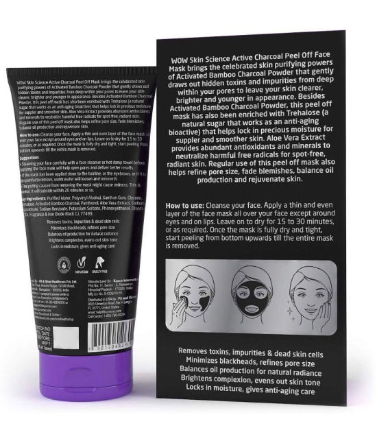 WOW Skin Science Activated Charcoal Face Mask - Peel Off - No Parabens & Mineral Oils (100mL)