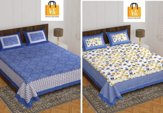 Bedsheet  Adda -100% Pure Cotton Jaipuri Printed Double Bedsheet-