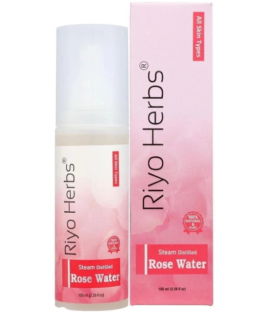 Riyo Herbs Steam Distilled Rose Water for Face 100 ml- Face Toner,Skin Toner & Makeup Remover