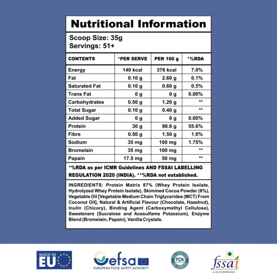 Apex Vitals Whey 2 Pure -  Grass-Fed Whey Made in EU | Whey Isolate & Hydrolyzed | 30g Protein, 15g EAA + 8g BCAA | Digestive Enzymes | Muscle Build & Recovery |Italian Coffee Cream - 1800g (4 lbs)