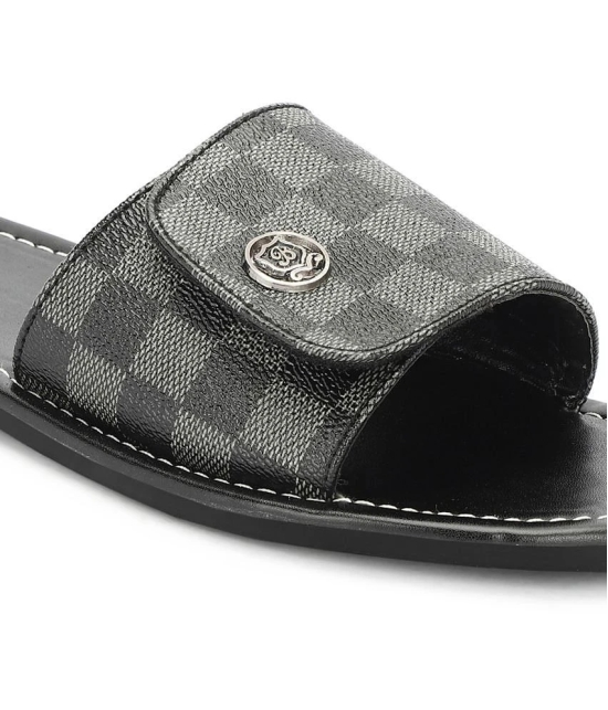 Buxton Black Mens Slide Flip Flop - None