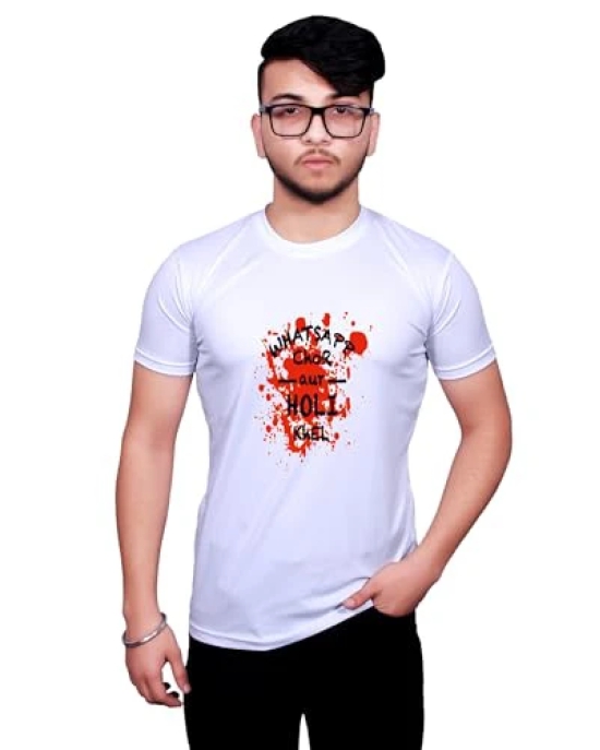 NITYANAND CREATIONS Round Neck White Holi T-Shirt for MEN-HOLI-T-SHIRT-11585-XL