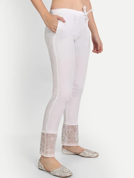 Women White Cigarette Trouser