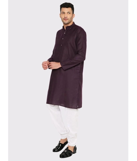 Maharaja - Purple Cotton Blend Mens Regular Kurta ( Pack of 1 ) - None