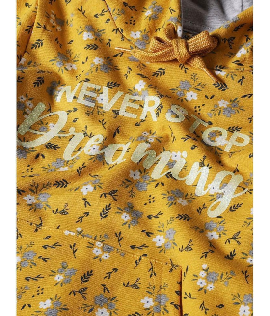 Plum Tree Girls Dreaming Print Hoodie Sweatshirt- Yellow - None