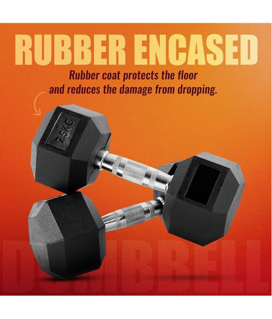 Slovic Rubber 7 Kg Fixed Hex Dumbbell