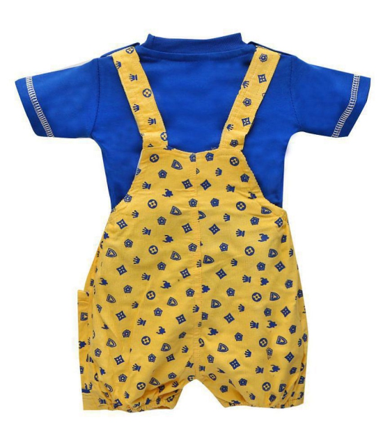 Zadmus Unisex Top and Dungaree Set Cotton, Yellow - 12-18 Months