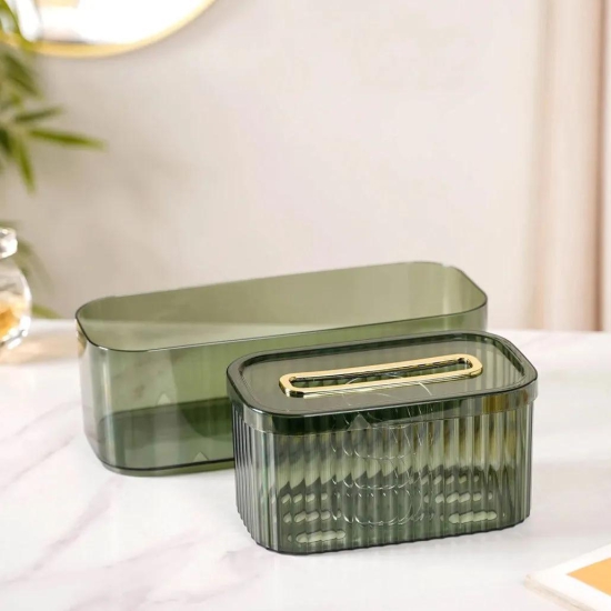 Tissue Box With Organizer-Green