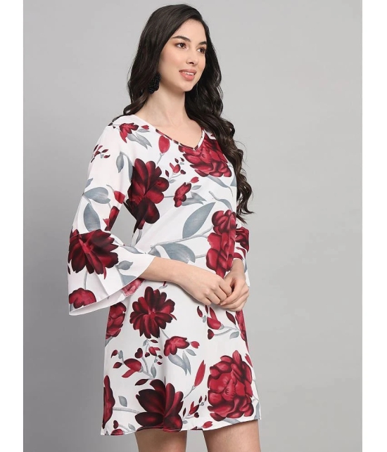 Curvydrobe Crepe Printed Mini Womens A-line Dress - White ( Pack of 1 ) - None