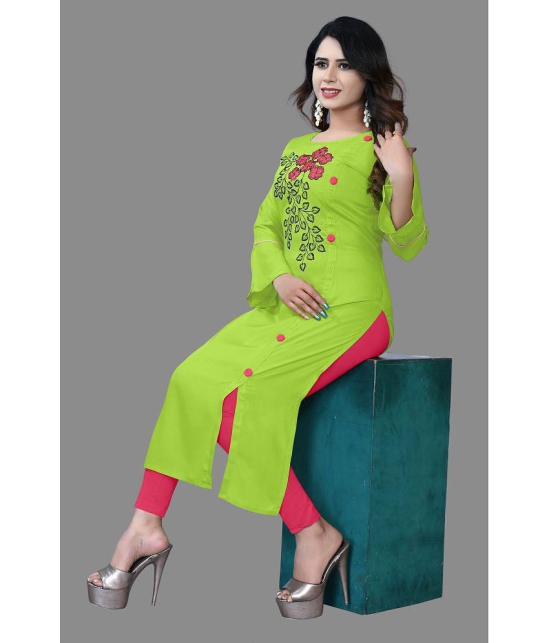 haya fashion - Lime Green Rayon Women's Straight Kurti ( Pack of 1 ) - None