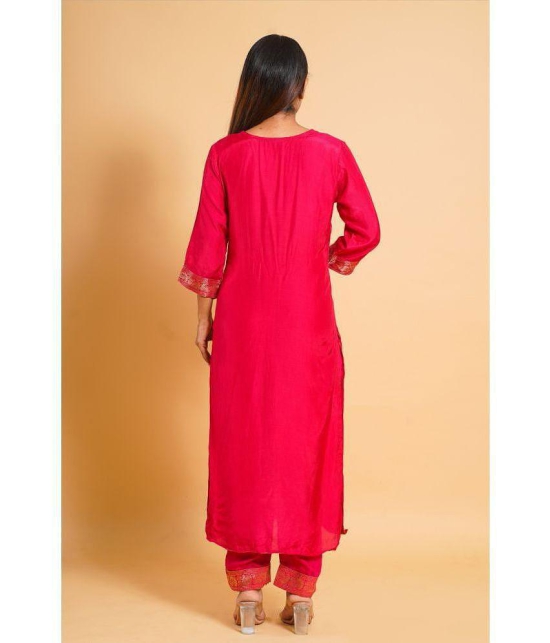 Estela - Pink Straight Viscose Women's Stitched Salwar Suit ( Pack of 1 ) - None