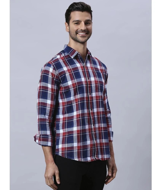 HJ HASASI 100% Cotton Regular Fit Checks Full Sleeves Mens Casual Shirt - Navy Blue ( Pack of 1 ) - None