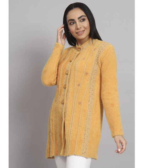 eWools.in Woollen Round Neck Women''s Buttoned Cardigans - Gold ( ) - None