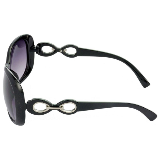 Hrinkar Grey Over-sized Cooling Glass Black Frame Best Sunglasses for Women - HRS71