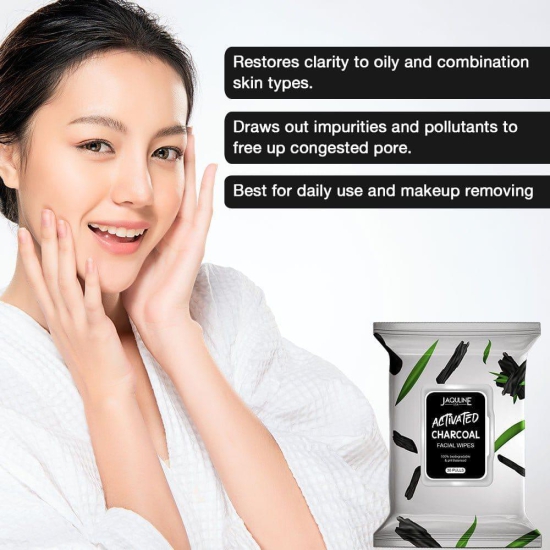 Jaquline USA Activated Charcoal Facial Wipes