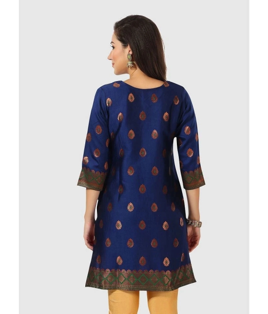 Meher Impex - Navy Art Silk Womens A-line Kurti ( Pack of 1 ) - None