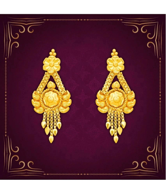 LUV FASHION Golden Drop Earrings ( Pack of 1 ) - Golden